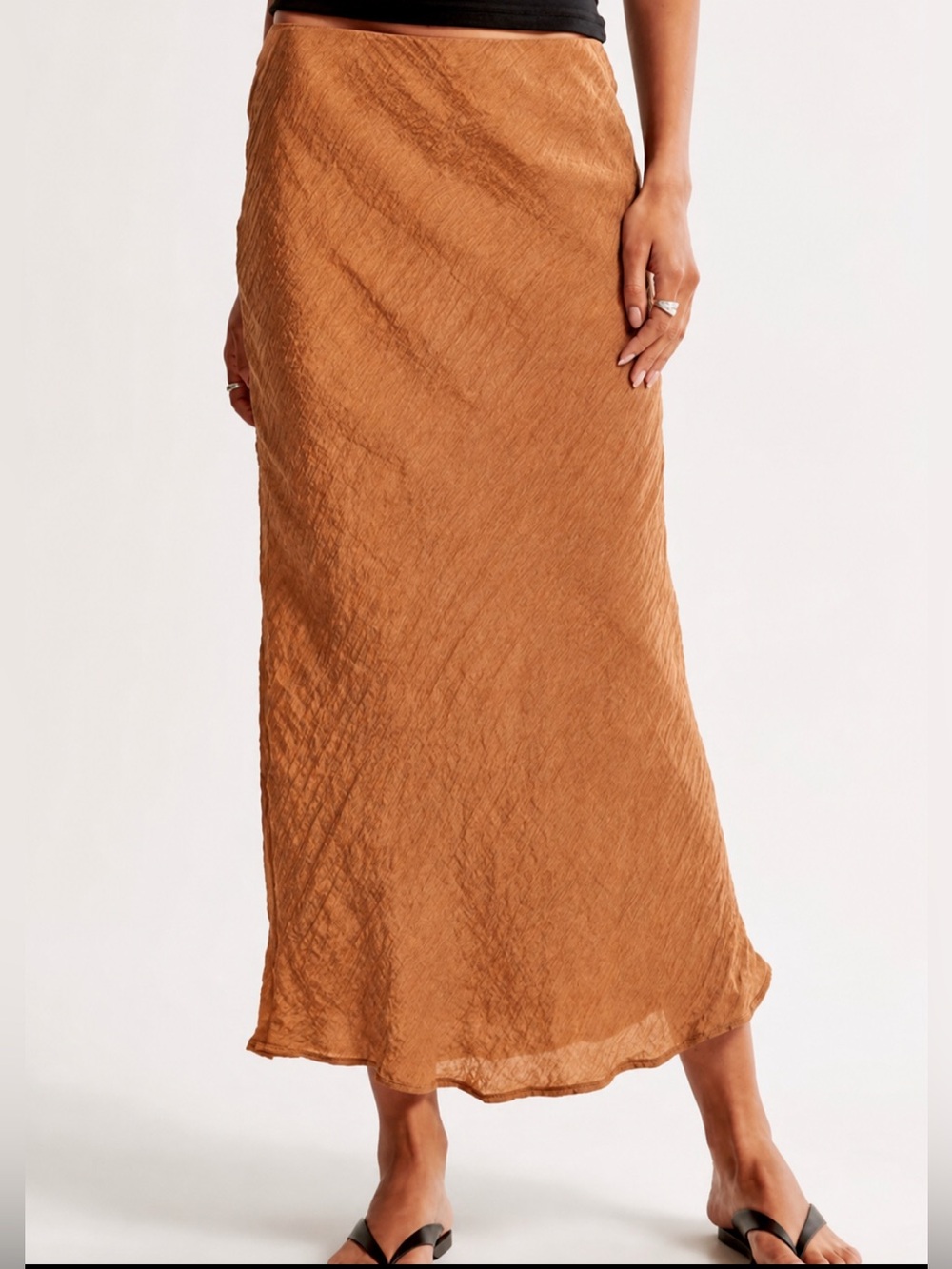 NWT Abercrombie & Fitch Nylon Crinkle Skirt in Light Brown